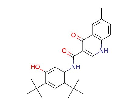 Molecular Structure of 1236060-10-8 (N-(2,4-di-tert-butyl-5-hydroxyphenyl)-6-methyl-4-oxo-1,4-dihydroquinoline-3-carboxamide)