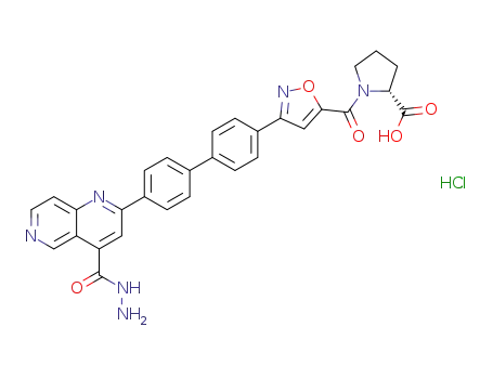 (R)-1-(3-(4'-(4-(hydrazinecarbonyl)-1,6-naphthyridin-2-yl)-[1,1'-biphenyl]-4-yl)isoxazole-5-carbonyl)pyrrolidine-2-carboxylic acid hydrochloride