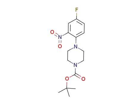 Molecular Structure of 874814-94-5 (tert-Butyl 4-(4-fluoro-2-nitrophenyl)piperazine-1-carboxylate)