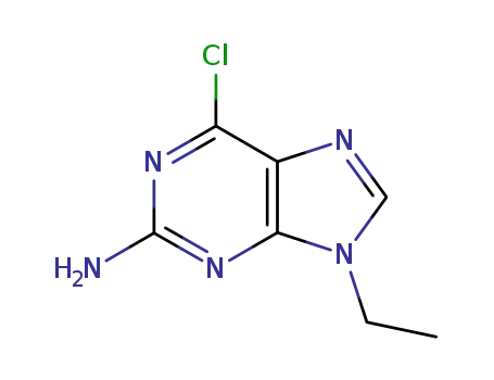 Molecular Structure of 130584-29-1 (9H-Purin-2-amine, 6-chloro-9-ethyl-)