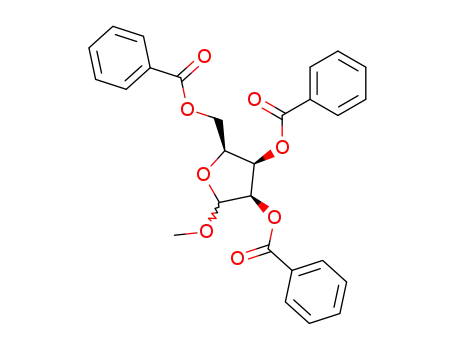 Molecular Structure of 169529-25-3 (1-O-methyl-2,3,5-tri-O-benzoyl-L-lyxofuranose)