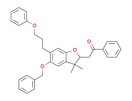 Molecular Structure of 139201-42-6 (5-(benzyloxy)-2-(2-oxo-2-phenylethyl)-2,3-dihydro-3,3-dimethyl-6-(3-phenoxypropyl)benzofuran)