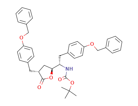 Molecular Structure of 126438-29-7 (3(R)-<<4-(benzyloxy)phenyl>methyl>-5(S)-<1'-(S)-<(tert-butyloxycarbonyl)amino>-2-<4-(benzyloxy)phenyl>ethyl>dihydrofuran-2(3H)-one)