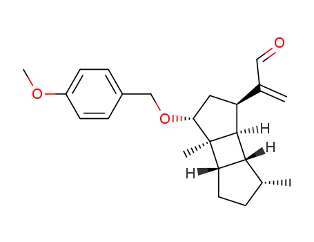 Molecular Structure of 127156-24-5 (2-[(1R,3R,3aR,3bS,6R,6aR,6bR)-3-(4-Methoxy-benzyloxy)-3a,6-dimethyl-decahydro-cyclobutadicyclopenten-1-yl]-propenal)
