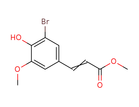 Molecular Structure of 61222-88-6 (2-Propenoic acid, 3-(3-bromo-4-hydroxy-5-methoxyphenyl)-, methyl
ester)