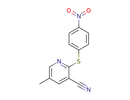 Molecular Structure of 87373-60-2 (3-Pyridinecarbonitrile, 5-methyl-2-[(4-nitrophenyl)thio]-)