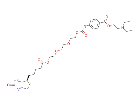 Molecular Structure of 108060-64-6 (<3aS-(3aα,4β,6aα)>-2-<2-<2-<<<<4-<<2-(diethylamino)ethoxy>carbonyl>phenyl>amino>carbonyl>oxy>ethoxy>ethoxy>ethyl hexahydro-2-oxo-1H-thieno<3,4-d>imidazole-4-pentanoate)