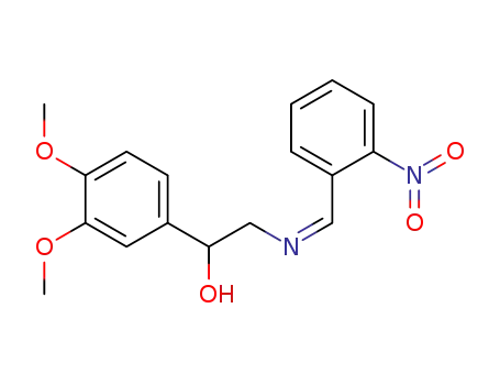 Molecular Structure of 87351-88-0 (Benzenemethanol,
3,4-dimethoxy-a-[[[(2-nitrophenyl)methylene]amino]methyl]-)