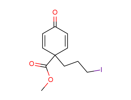 Molecular Structure of 103669-13-2 (2,5-Cyclohexadiene-1-carboxylic acid, 1-(3-iodopropyl)-4-oxo-, methyl
ester)