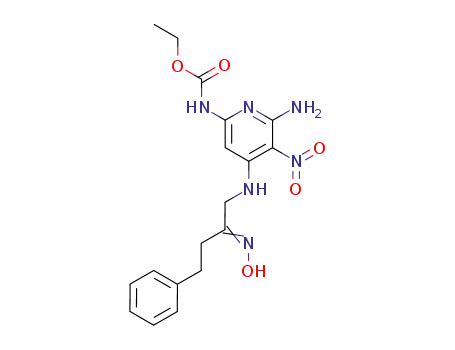 ethyl N-[6-amino-4-[[(2E)-2-hydroxyimino-4-phenylbutyl]amino]-5-nitropyridin-2-yl]carbamate