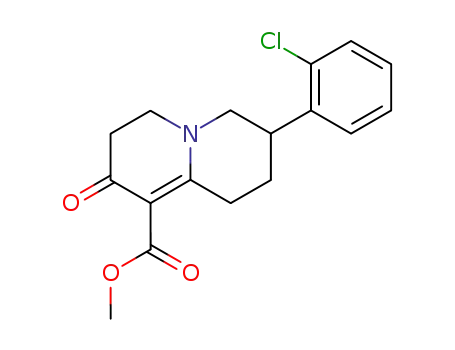 Molecular Structure of 75385-05-6 (2H-Quinolizine-1-carboxylic acid,
7-(2-chlorophenyl)-3,4,6,7,8,9-hexahydro-2-oxo-, methyl ester)
