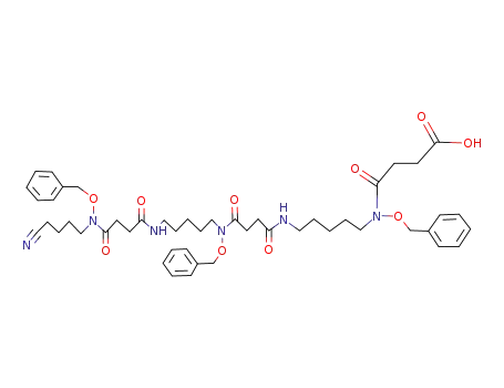 Molecular Structure of 130946-42-8 (5,16,27-tris(benzyloxy)-31-cyano-4,12,15,23,26-pentaoxo-5,11,16,22,27-pentaazahentriacontanoic acid)