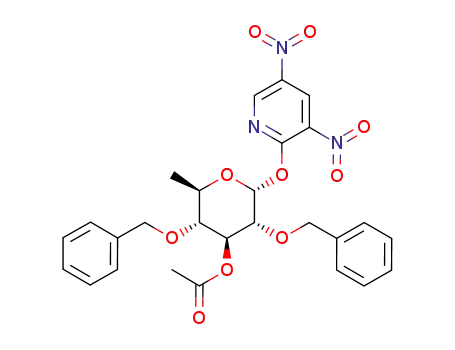 Acetic acid (2R,3R,4S,5R,6R)-3,5-bis-benzyloxy-2-(3,5-dinitro-pyridin-2-yloxy)-6-methyl-tetrahydro-pyran-4-yl ester