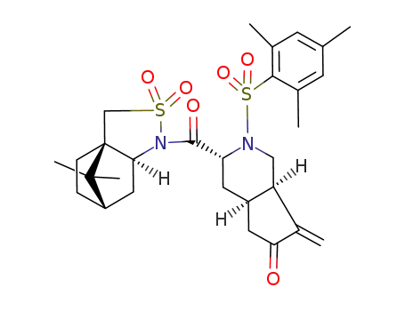 Molecular Structure of 137718-69-5 ((3R,4aR,7aR)-3-((1R,5S,7S)-10,10-Dimethyl-3,3-dioxo-3λ<sup>6</sup>-thia-4-aza-tricyclo[5.2.1.0<sup>1,5</sup>]decane-4-carbonyl)-7-methylene-2-(2,4,6-trimethyl-benzenesulfonyl)-octahydro-[2]pyrindin-6-one)