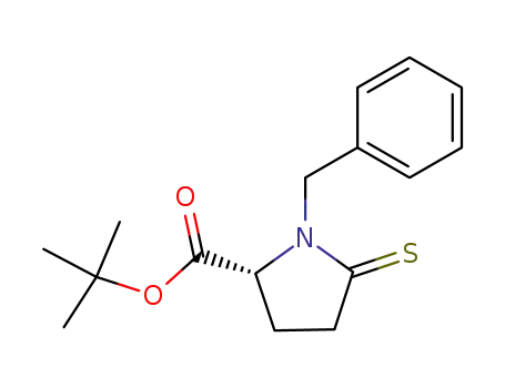 Molecular Structure of 90741-32-5 (D-Proline, 1-(phenylmethyl)-5-thioxo-, 1,1-dimethylethyl ester)