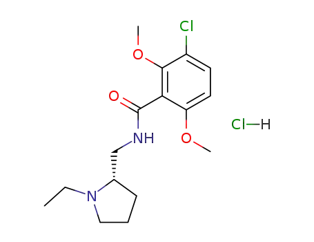 Molecular Structure of 82977-51-3 ((2S)-2-{[(3-chloro-2,6-dimethoxybenzoyl)amino]methyl}-1-ethylpyrrolidinium chloride)