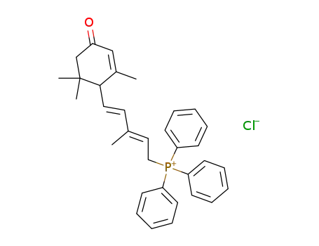 Molecular Structure of 83020-78-4 (<(2'E,4'E)-5'-(2,6,6-trimethyl-4-oxo-2-cyclohexen-1-yl)-3'-methyl-2',4'-pentadienyl>triphenylphosphonium chloride)