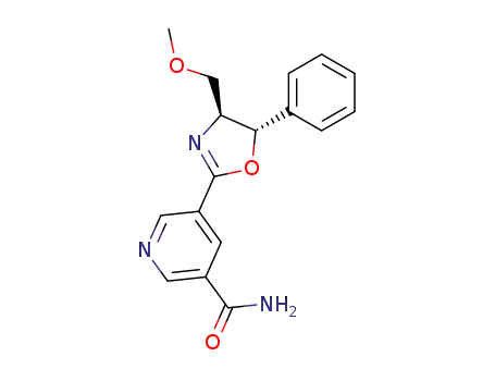 Molecular Structure of 101031-19-0 (5-((4S,5S)-4-Methoxymethyl-5-phenyl-4,5-dihydro-oxazol-2-yl)-nicotinamide)