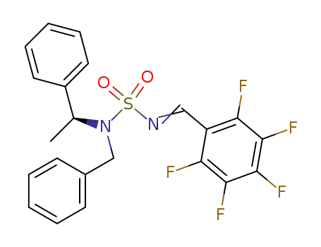 Molecular Structure of 108167-35-7 (Sulfamide,
[(pentafluorophenyl)methylene](1-phenylethyl)(phenylmethyl)-, (S)-)
