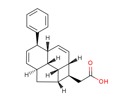 Molecular Structure of 74591-03-0 ([(1S,1aS,2aS,5R,5aR,7aR,7bS,7cS)-5-phenyl-1a,2,2a,5,5a,7a,7b,7c-octahydro-1H-cyclobuta[bc]acenaphthylen-1-yl]acetic acid)