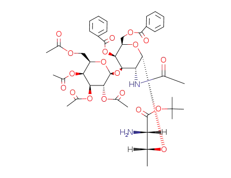 Molecular Structure of 100325-01-7 (O-<(2,3,4,6-Tetra-O-acetyl-β-galactopyranosyl)-(1<*>3)-O-(2-acetamido-4,6-di-O-benzoyl-2-desoxy-α-D-galactopyranosyl)>-L-threonin-tert-butylester)