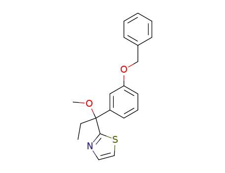 Molecular Structure of 134154-14-6 (1-<3-(benzyloxy)phenyl>-1-(thiazol-2-yl)propyl methyl ether)
