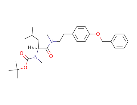 Molecular Structure of 68898-77-1 (((S)-1-{[2-(4-Benzyloxy-phenyl)-ethyl]-methyl-carbamoyl}-3-methyl-butyl)-methyl-carbamic acid tert-butyl ester)