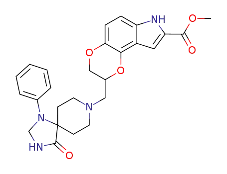 7H-1,4-Dioxino[2,3-e]indole-8-carboxylic acid,
2,3-dihydro-2-[(4-oxo-1-phenyl-1,3,8-triazaspiro[4.5]dec-8-yl)methyl]-,
methyl ester