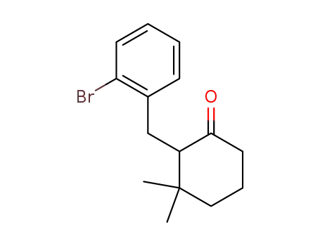 Molecular Structure of 150270-99-8 (Cyclohexanone, 2-[(2-bromophenyl)methyl]-3,3-dimethyl-)