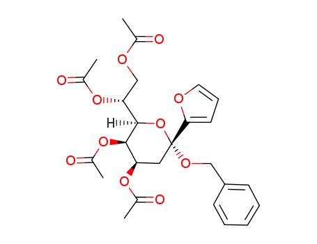 (2R*,4R*,5S*,6R*,1R*)-4,5-bis(acetyloxy)-2-(benzyloxy)-2-(α-furyl)-6-(1,2-diacetoxyethyl)tetrahydropyran
