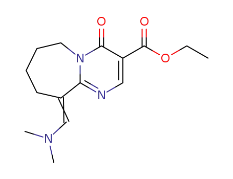 Molecular Structure of 87932-12-5 (Pyrimido[1,2-a]azepine-3-carboxylic acid,
10-[(dimethylamino)methylene]-4,6,7,8,9,10-hexahydro-4-oxo-, ethyl
ester)
