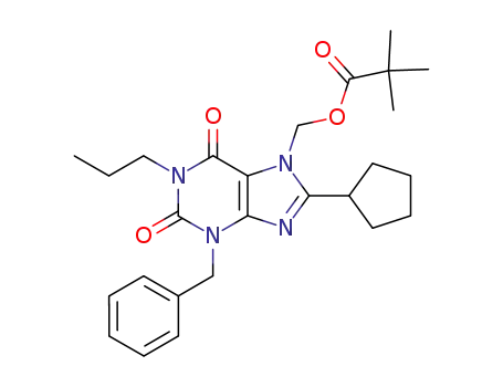2,2-Dimethyl-propionic acid 3-benzyl-8-cyclopentyl-2,6-dioxo-1-propyl-1,2,3,6-tetrahydro-purin-7-ylmethyl ester