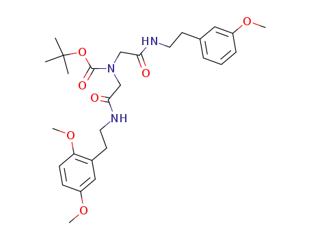 Molecular Structure of 194996-09-3 ({[2-(2,5-Dimethoxy-phenyl)-ethylcarbamoyl]-methyl}-{[2-(3-methoxy-phenyl)-ethylcarbamoyl]-methyl}-carbamic acid tert-butyl ester)
