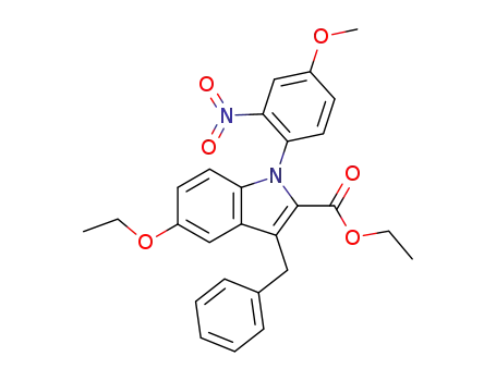 Molecular Structure of 573983-46-7 (1H-Indole-2-carboxylic acid,
5-ethoxy-1-(4-methoxy-2-nitrophenyl)-3-(phenylmethyl)-, ethyl ester)
