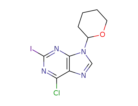 Molecular Structure of 403620-89-3 (9H-Purine, 6-chloro-2-iodo-9-(tetrahydro-2H-pyran-2-yl)-)