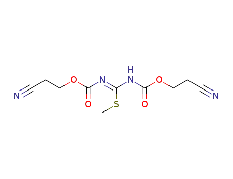 Molecular Structure of 318972-65-5 (Carbamic acid,
[[[(2-cyanoethoxy)carbonyl]amino](methylthio)methylene]-, 2-cyanoethyl
ester)