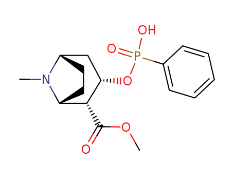 Molecular Structure of 148562-39-4 (8-Azabicyclo[3.2.1]octane-2-carboxylic acid,
3-[(hydroxyphenylphosphinyl)oxy]-8-methyl-, methyl ester,
(1R,2R,3S,5S)-)