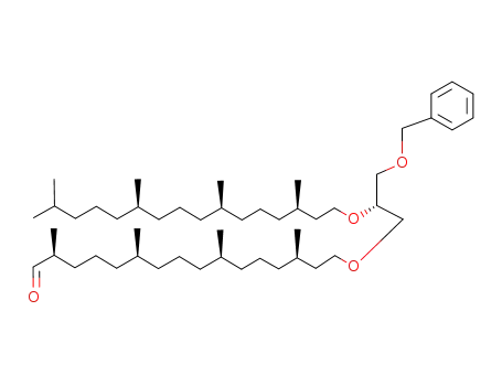 Molecular Structure of 307949-94-6 (1-O-Benzyl-2-O-[(3R,7R,11R)-3,7,11,15-tetramethylhexadecanyl]-3-O-[(3R,7R,11S,15S)-15-formyl-3,7,11,15-tetramethylpentadecanyl]-sn-glycerol)