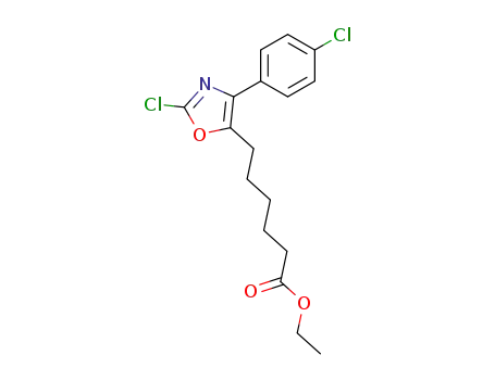Molecular Structure of 198064-66-3 (ethyl 6-[2-chloro-4-(4-chlorophenyl)-5-oxazolyl]hexanoate)