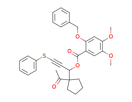 4,4-Tetramethylene-5-oxo-1-phenylthio-1-hexyn-3-yl 2-benzyloxy-4,5-dimethoxy benzoate