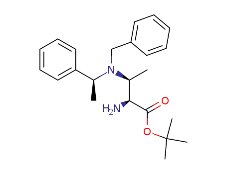 Molecular Structure of 180922-85-4 (Butanoic acid, 2-amino-3-[[(1S)-1-phenylethyl](phenylmethyl)amino]-,
1,1-dimethylethyl ester, (2S,3S)-)
