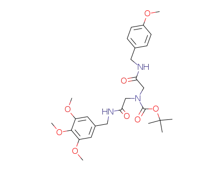 Molecular Structure of 194996-27-5 ([(4-Methoxy-benzylcarbamoyl)-methyl]-[(3,4,5-trimethoxy-benzylcarbamoyl)-methyl]-carbamic acid tert-butyl ester)