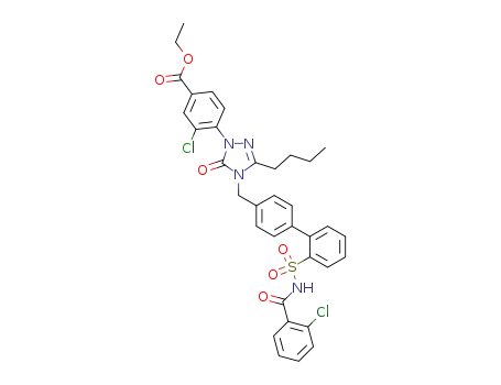 5-n-butyl-2-<4-carbethoxy-2-chlorophenyl>-4-<<2'-<N-(2-chlorobenzoyl)sulfamoyl>biphenyl-4-yl>methyl>-2,4-dihydro-3H-1,2,4-triazol-3-one