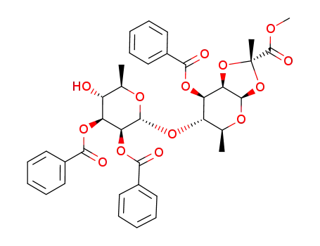3-O-Benzoyl-4-O-(2,3-di-O-benzoyl-α-D-rhamnopyranosyl)-1,2-O-[1-(exo-methoxycarbonyl)ethylidene]-β-L-rhamnopyranose