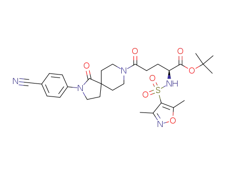 Molecular Structure of 685544-54-1 ((S)-5-[2-(4-cyanophenyl)-1-oxo-2,8-diazaspiro[4.5]dec-8-yl]-2-(3,5-dimethylisoxazole-4-sulfonylamino)-5-oxopentanoic acid tert-butyl ester)