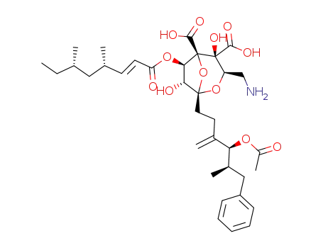 (1S,3R,4S,5R,6R,7R)-1-((4S,5R)-4-Acetoxy-5-methyl-3-methylene-6-phenyl-hexyl)-3-aminomethyl-6-((E)-(4S,6S)-4,6-dimethyl-oct-2-enoyloxy)-4,7-dihydroxy-2,8-dioxa-bicyclo[3.2.1]octane-4,5-dicarboxylic acid