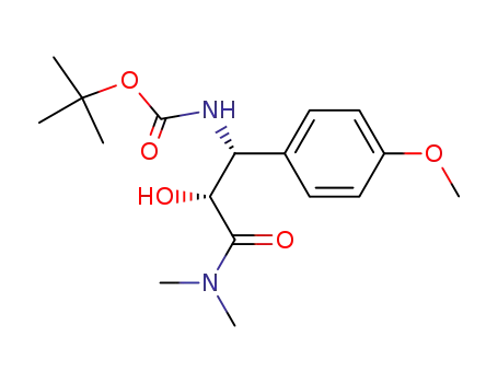 Molecular Structure of 848477-95-2 (Carbamic acid,
[(1R,2R)-3-(dimethylamino)-2-hydroxy-1-(4-methoxyphenyl)-3-oxopropyl
]-, 1,1-dimethylethyl ester)