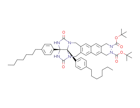 di(t-butyl) 2a,14b-di(4-heptylphenyl)-1,4-dioxo-1,2,2a,3,4,5,8,9,10,11,14,14b-dodecahydro-2,3,4a,9,10,14a-hexaazacyclopenta[8,1]azuleno[5,6-b]anthracene-9,10-dicarboxylate