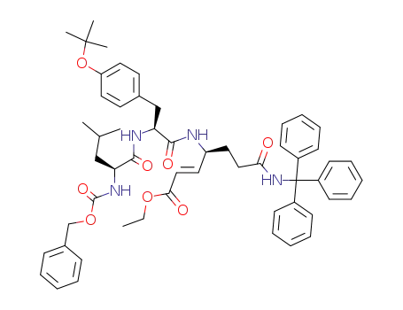 Molecular Structure of 211186-05-9 ((E)-(S)-4-[(S)-2-((S)-2-Benzyloxycarbonylamino-4-methyl-pentanoylamino)-3-(4-tert-butoxy-phenyl)-propionylamino]-6-(trityl-carbamoyl)-hex-2-enoic acid ethyl ester)