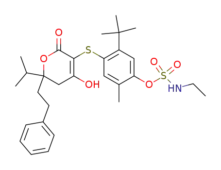 5-tert-butyl-4-{[6-hydroxy-2-(1-methylethyl)-4-oxo-2-(2-phenylethyl)-3,4-dihydro-2H-pyran-5-yl]sulfanyl}-2-methylphenyl ethylsulfamate